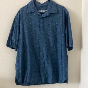 Mens Mossimo Blue Collared Button Down Shirt Sz XL